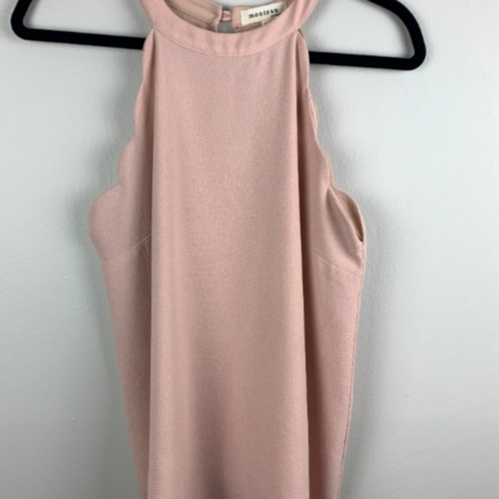 Monteau Scalloped Halter Top Pink Size Medium